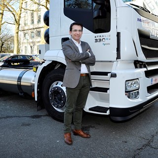 Iveco Brand President Pierre Lahutte with an Iveco Stralis LNG