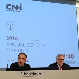 CNH Industrial AGM 2016 Chairman Sergio Marchionne (left) and CEO Richard Tobin (right)