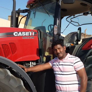 Murtada Abdelrassoul with a Case IH  MAXXUM 140 during the Case IH Training Camp in South Africa