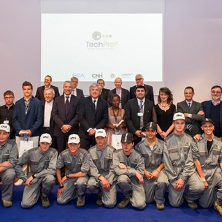Representatives from FCA and CNH Industrial, with TechPro2 students during the First International TechPro2 Event