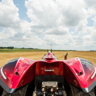 Case IH Magnum Autonomous Concept Tractor in the field. Rear fenders and machine top