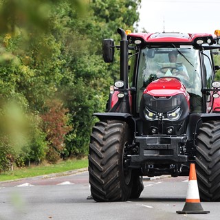 Ross Macdonald, Case IH Advanced Farming Systems Specialist, demonstrates tractor autoguidance.
