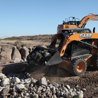 CASE provided six machines to the effort – three full-sized excavators and three skid steers