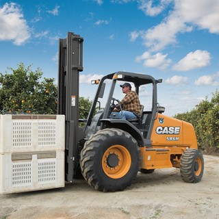 CASE 586H and 588H offer all-terrain loading, lifting and carrying performance in a compact, zero-tail swing design