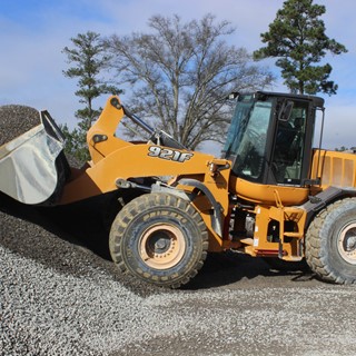 The 921F regularly feeds the concrete plant and loads haul trucks out of the Augusta facility
