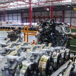 The production line at the Sete Lagoas engine plant