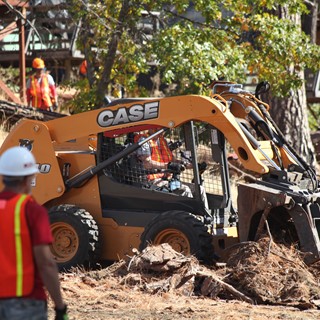 CASE and Sonsray Machinery provide heavy equipment for use in a land-clearing project at the San Jose Family Camp