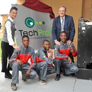 CNH Industrial and FPT Industrial representatives with TechPro2 students