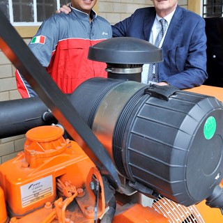 Marco Piazza, Sales Manager for Africa & The Middle East at FPT Industrial (right) with a TechPro2 student