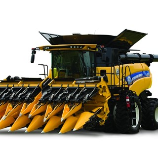 New Holland CR combine with a Corn Rower header attached