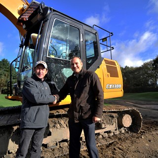 From left to right, Robert Parry, Coates Plant Sales Ltd with Charlie Greasley, John Greasley Ltd