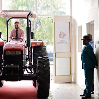A Case IH JXT was one of several machines viewed by President Mnangagwa