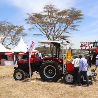Puma 185 Rops tractor being viewed at Farm-Tech Expo