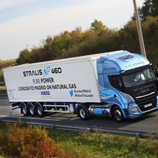 The IVECO Stralis NP travelled from London to Madrid on one single fill of LNG