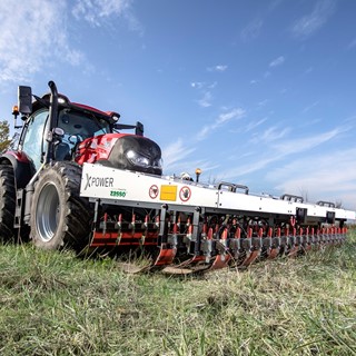 A Case IH tractor using XPower: zero-chemical weed control, through the use of electro-herbicide technology