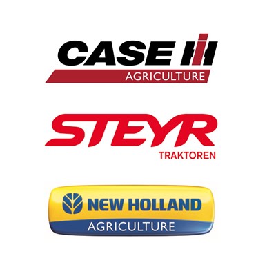 Case IH, STEYR and New Holland Agriculture logos