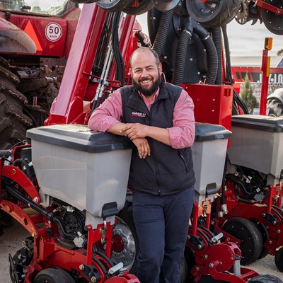 Andrew Kissel with the Early Riser planter at this year’s AgQuip field days at Gunnedah