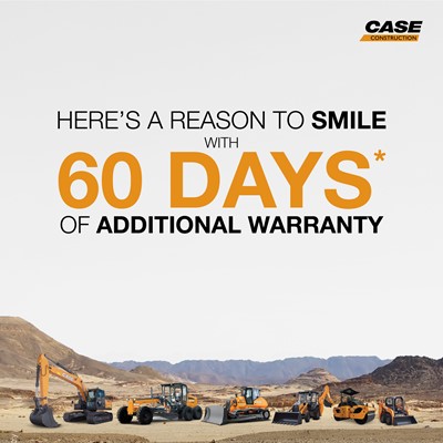 CASE Construction Equipment announces 60-day extension of warranty on all construction equipment