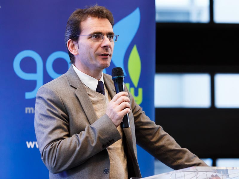Iveco Brand President Pierre Lahutte speaks at the Gas Naturally event held at EU Parliament in Strasbourg Iveco Brand President Pierre Lahutte speaks at the Gas Naturally event held at EU Parliament in Strasbourg