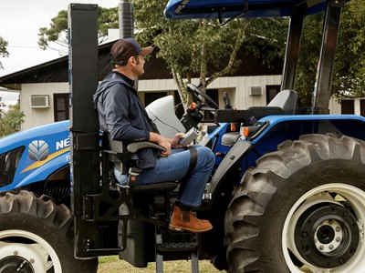 Fernando accesses the tractor using the mobile armchair device
