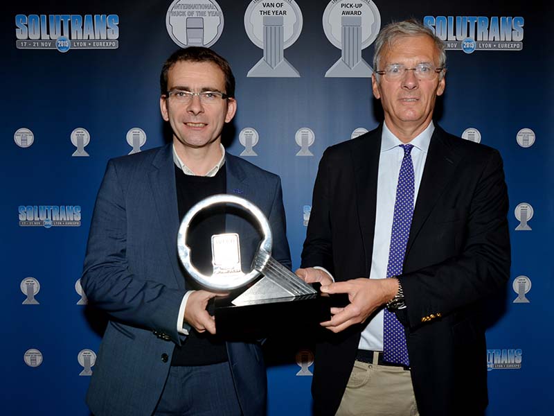 Iveco Brand President Pierre Lahutte (left) accepts Truck of the Year 2016 award from jury Chairman Gianenrico Griffini Iveco Brand President Pierre Lahutte (left) accepts Truck of the Year 2016 award from jury Chairman Gianenrico Griffini