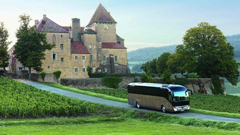 The Iveco Bus Magelys at the Château de Pierreclos