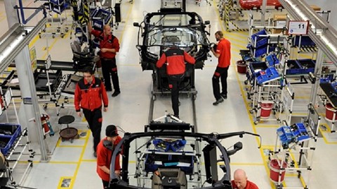 The new cab assembly line at the St. Valentin plant in Austria.