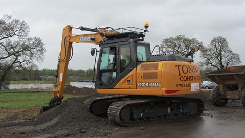 Case CX130C crawler excavator moving aggregate
