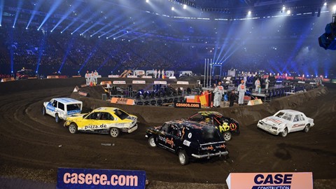 Case compact loader trio assist track marshals for the TV total Stock Car Crash Challenge 2014