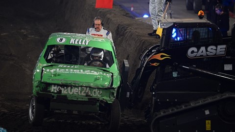 Case compact loader trio assist track marshals for the TV total Stock Car Crash Challenge 2014