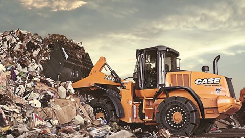 Case 721F wheel loader handling refuse