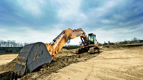 Case CX350C crawler excavator undertraking some long reach excavating work