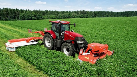 Case IH Puma 185 CVX with a butterfly mower