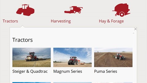 The Case IH redesigned website that offers maximum customer comfort Screenshot