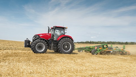 Case IH Optum 300 CVX with a cultivator
