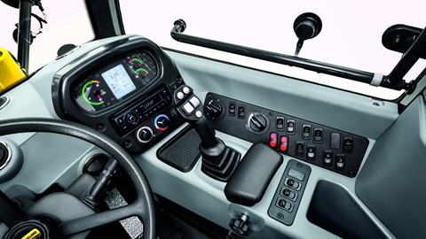 The interior of the W80C compact wheel loader