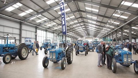 Some of the historic Ford tractors assembled for the Blue Force 1000 event