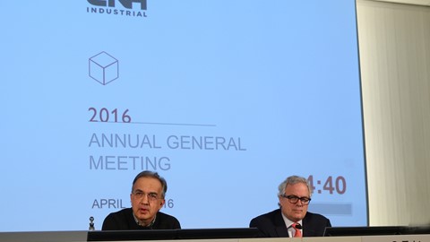 CNH Industrial AGM 2016 Chairman Sergio Marchionne (left) and CEO Richard Tobin (right)