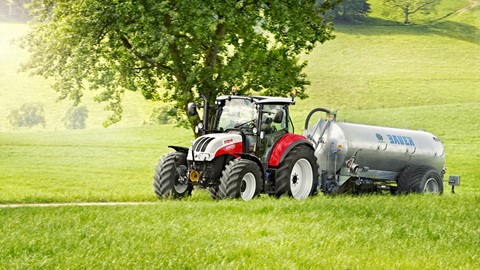 Steyr 4120 Multi Tractor on the road