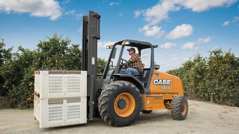 CASE 586H and 588H offer all-terrain loading, lifting and carrying performance in a compact, zero-tail swing design