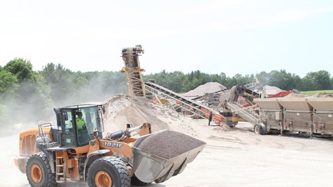 Scott Construction uses both a CASE 721F wheel loader and a CASE 821E wheel loader in the crushing stages of production.