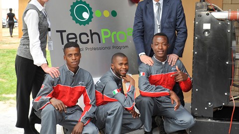 CNH Industrial and FPT Industrial representatives with TechPro2 students