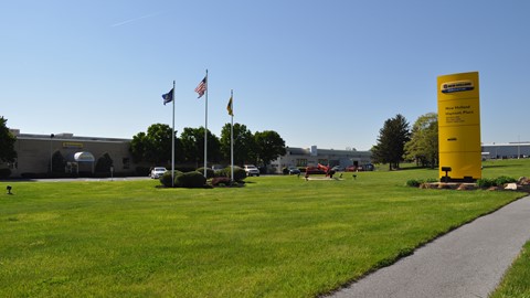 The entrance to the New Holland Haytools Plant in New Holland