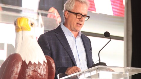 CNH Industrial CEO Richard Tobin addresses the assembled crowd at the 175th anniversary celebration