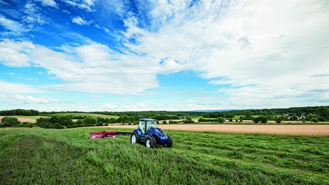 The methane powered concept tractor can complete the same tasks as a standard tractor, here mowing