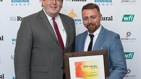 Troy Blackman receiving the2016 Young Farmer of the Year Award