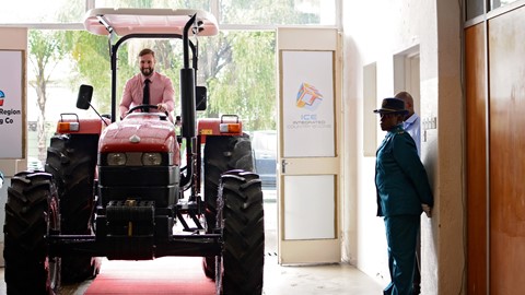 A Case IH JXT was one of several machines viewed by President Mnangagwa