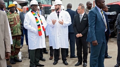 Case IH distributor explains to President Emmerson Mnangagwa how it is supporting the country’s agricultural sector