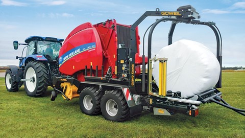 Roll-Belt round baler with Goweil Kombi bale wrapper