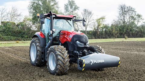 A Case IH tractor with SoilXplorer: real-time soil sensing systems, automatically adjusting implement working parameters